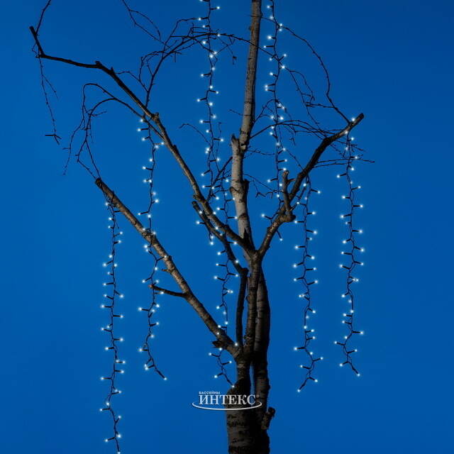 Гирлянда на дерево Каскад 80 см*18 шт, 576 холодных белых LED ламп, черный ПВХ, IP44 Kaemingk