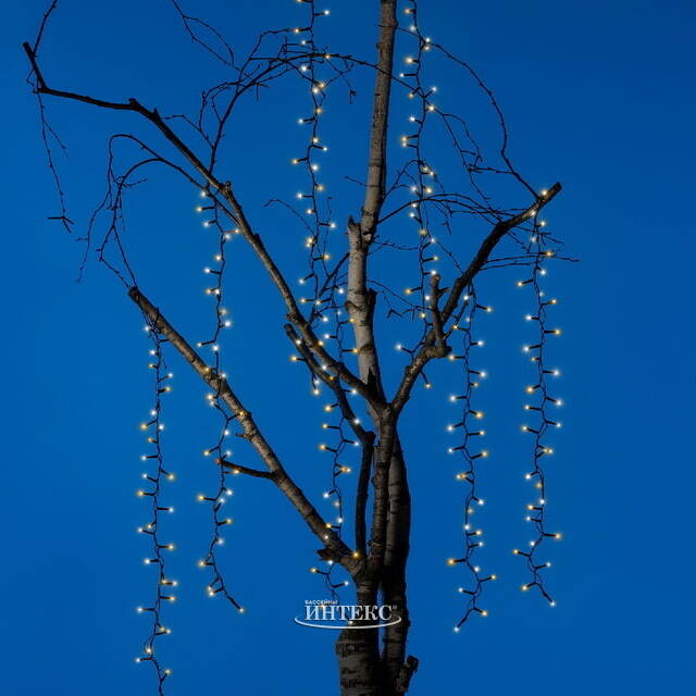 Гирлянда на дерево Каскад 80 см*18 шт, 576 теплых/экстра теплых LED ламп, черный ПВХ, IP44 Kaemingk (Кейминг)