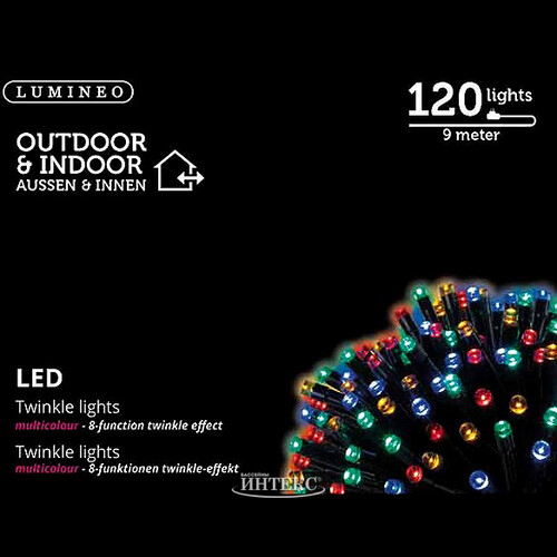 Светодиодная гирлянда Объемная 120 разноцветных LED ламп 9 м, черный ПВХ, контроллер, IP44 Kaemingk