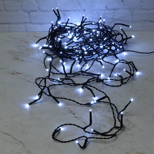Светодиодная гирлянда Объемная 120 холодных белых LED ламп 9 м, черный ПВХ, контроллер, IP44 Kaemingk