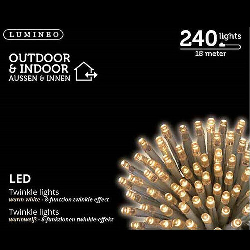 Светодиодная гирлянда нить Объемная 240 теплых белых LED ламп 18 м, прозрачный ПВХ, контроллер, IP44 Kaemingk