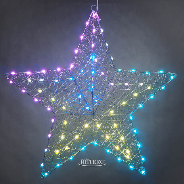Светящаяся звезда Стелла 58 см, 80 разноцветных LED ламп, контроллер, таймер, пульт управления, IP44 Kaemingk