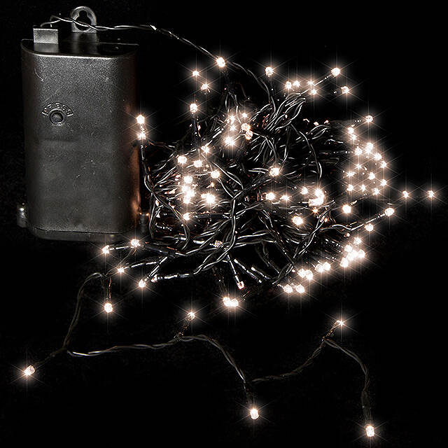 Светодиодная гирлянда на батарейках 240 теплых белых LED ламп 17.9 м, черный ПВХ, контроллер, таймер, IP44 Kaemingk (Кейминг)