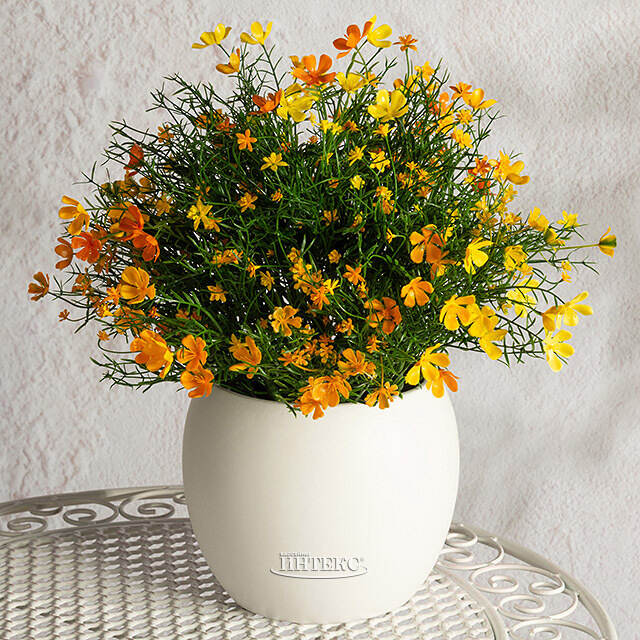 Искусственный цветок в горшке Лобелия 36 см, желтый Summer Deco