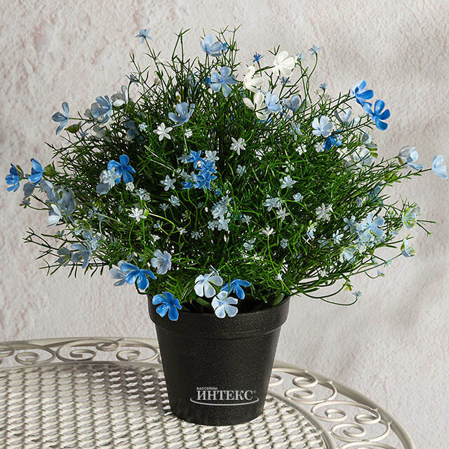 Искусственный цветок в горшке Лобелия 36 см, голубой Summer Deco