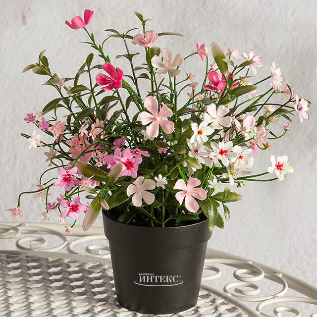 Искусственный цветок в горшке Жасмин 31 см розовый Summer Deco