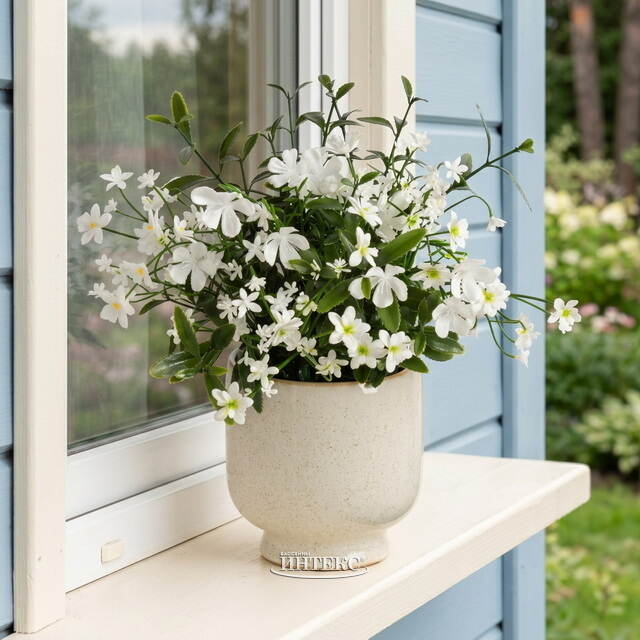 Искусственный цветок в горшке Жасмин 31 см белый Summer Deco