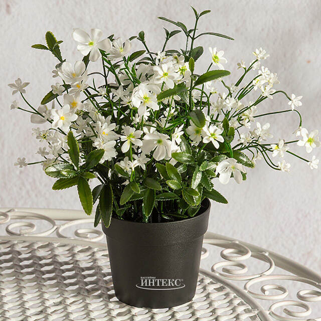 Искусственный цветок в горшке Жасмин 31 см белый Summer Deco
