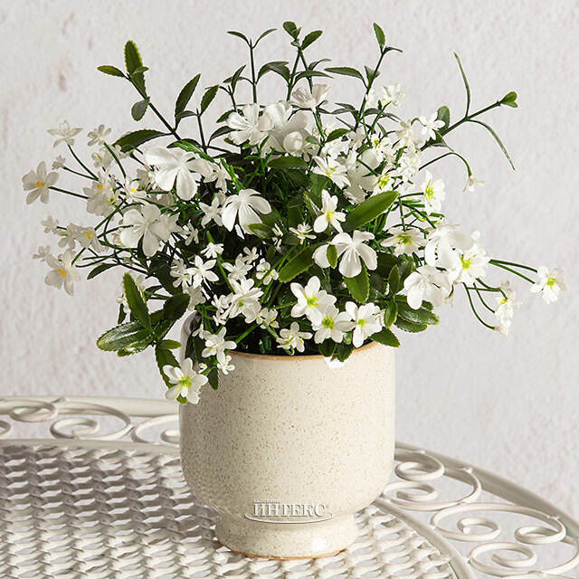 Искусственный цветок в горшке Жасмин 31 см белый Summer Deco