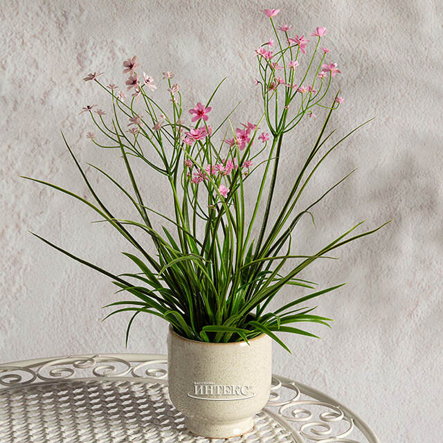 Искусственный цветок в горшке Таллинум 38 см розовый Summer Deco