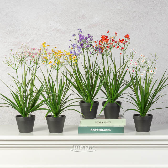 Искусственный цветок в горшке Таллинум 38 см красный Summer Deco