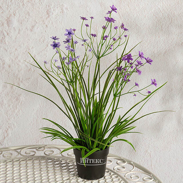 Искусственный цветок в горшке Таллинум 38 см сиреневый Summer Deco