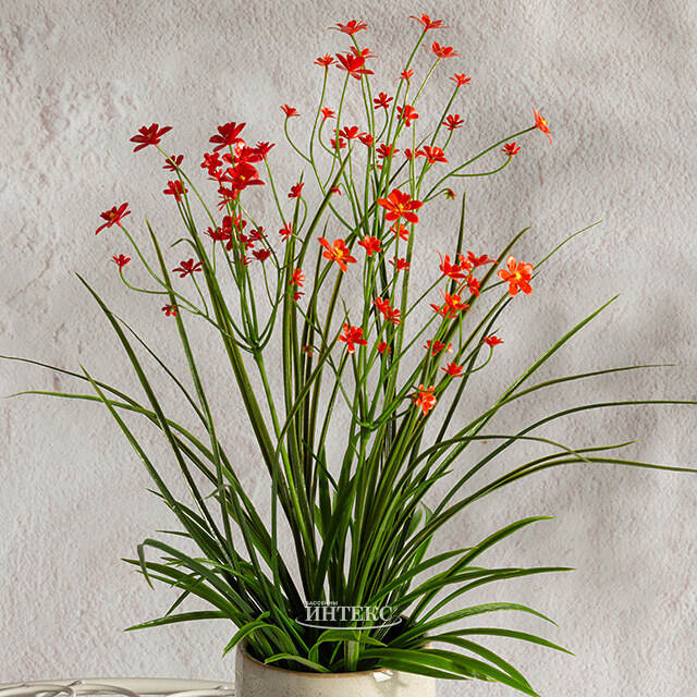 Искусственный цветок в горшке Таллинум 38 см красный Summer Deco