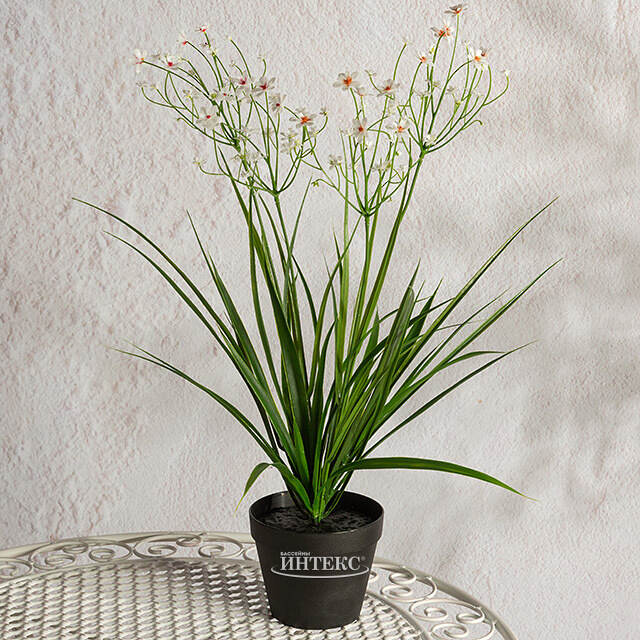 Искусственный цветок в горшке Таллинум 51 см белый Summer Deco