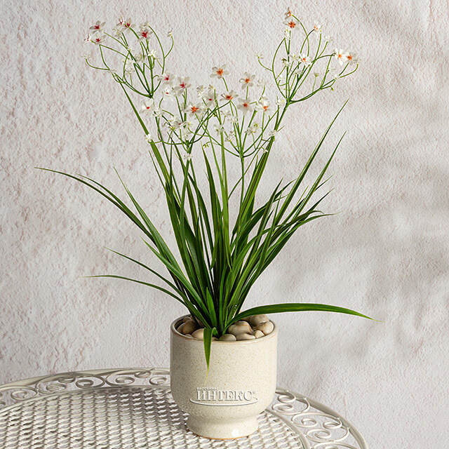 Искусственный цветок в горшке Таллинум 51 см белый Summer Deco