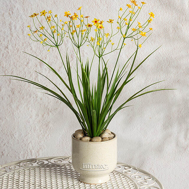 Искусственный цветок в горшке Таллинум 51 см желтый Summer Deco