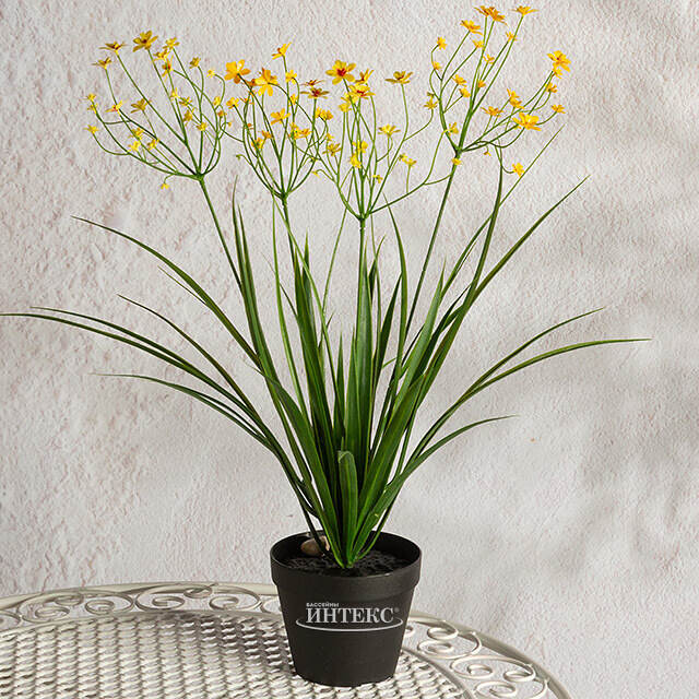 Искусственный цветок в горшке Таллинум 51 см желтый Summer Deco