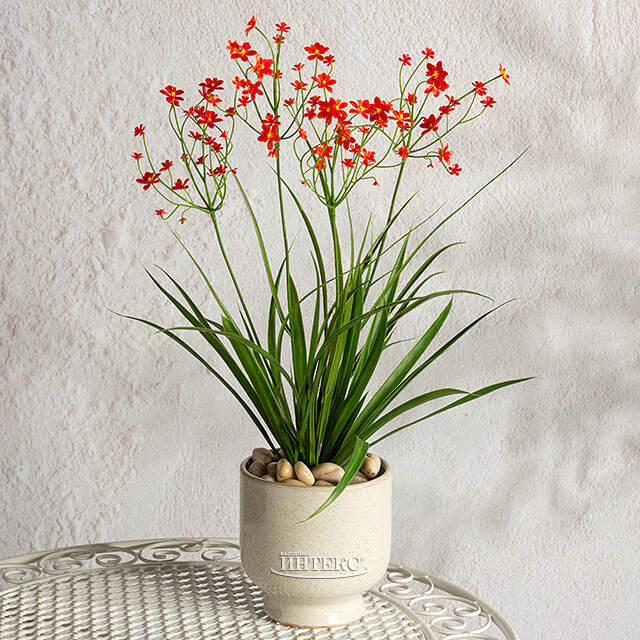 Искусственный цветок в горшке Таллинум 51 см красный Summer Deco