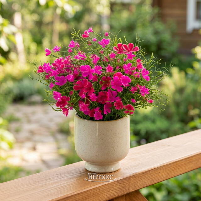 Искусственные цветы в горшке Флоксы розовые 23 см Summer Deco