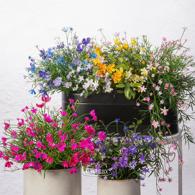 Искусственные цветы в горшке Флоксы розовые 23 см Summer Deco