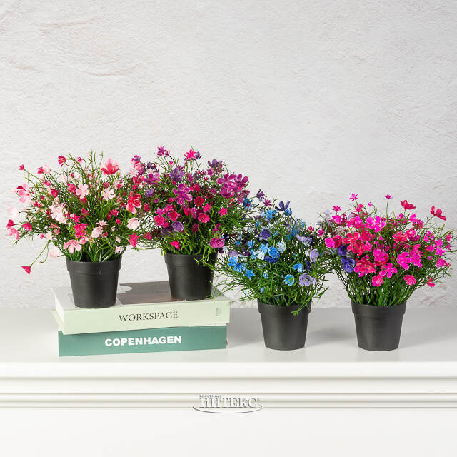 Искусственные цветы в горшке Флоксы фуксия 23 см Summer Deco