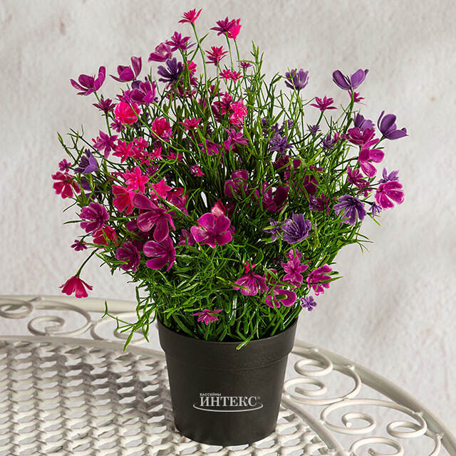 Искусственные цветы в горшке Флоксы фуксия 23 см Summer Deco