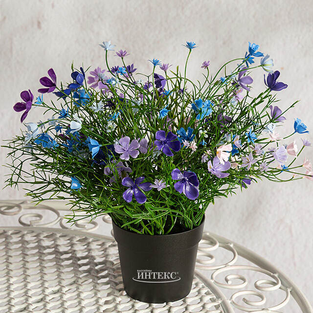Искусственные цветы в горшке Флоксы фиолетовые 23 см Summer Deco