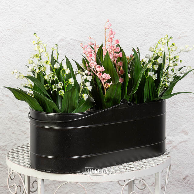 Искусственный цветок в горшке Ландыш - Романтическая Весна 23 см Summer Deco