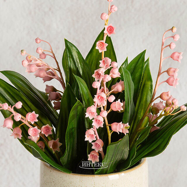 Искусственный цветок в горшке Ландыш - Романтическая Весна 23 см Summer Deco