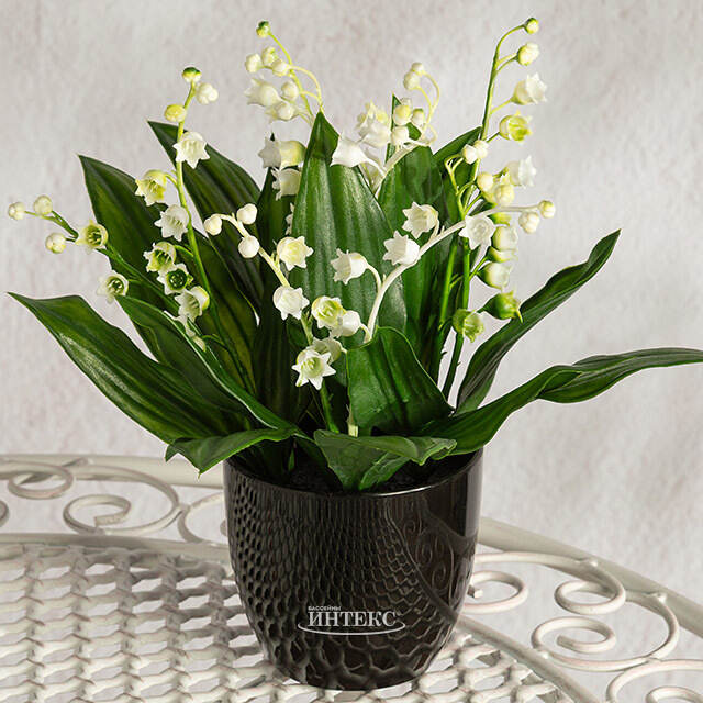 Искусственный цветок в горшке Ландыш - Мирандола 23 см Summer Deco