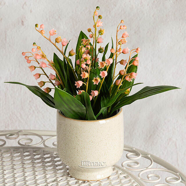 Искусственный цветок в горшке Ландыш - Molinella 23 см Summer Deco