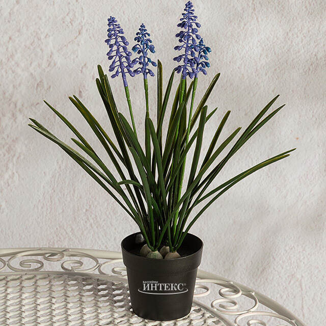 Искусственный цветок в горшке Мускари - Подарок Лета 33 см Summer Deco