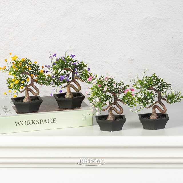 Искусственный Бонсай Цукуйоми 13 см белый Summer Deco