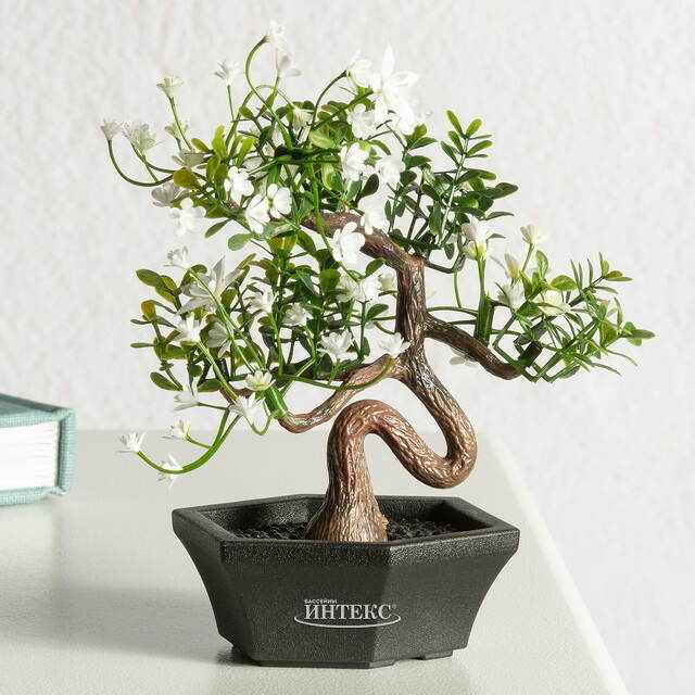 Искусственный Бонсай Цукуйоми 13 см белый Summer Deco