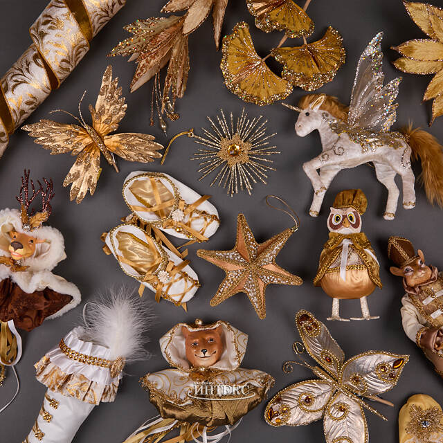 Декоративная ветка Гавриэль 28 см золотая Winter Deco