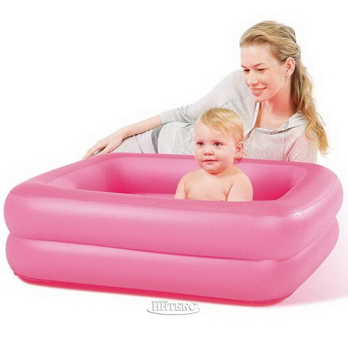 Детский бассейн "Квадрат", розовый, 86*86*25 см, надувное дно Bestway