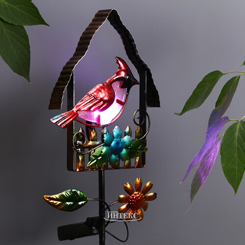 Садовый светильник на солнечной батарее Solar - Птичка Кардинал 66 см, IP44 Koopman