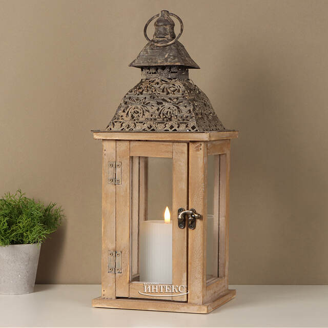 Деревянный фонарь Кабасс 40 см Kaemingk (Кейминг)