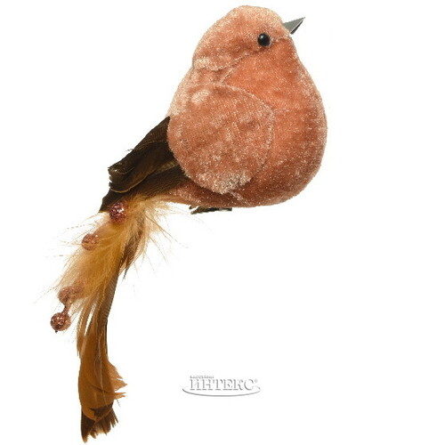 Елочная игрушка Птичка Вивиана - Краски Валенсии 16 см янтарная, клипса Kaemingk