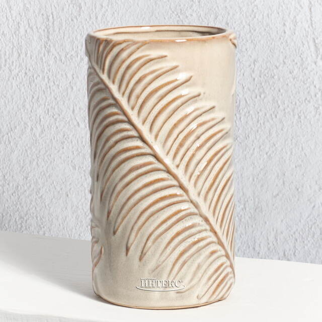 Керамическая ваза Джунгли Модерн 19 см песочная Kaemingk (Кейминг)