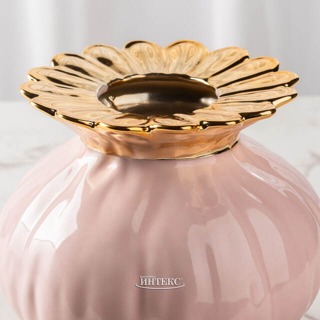 Фарфоровая ваза Мелограно 16 см розовая Kaemingk