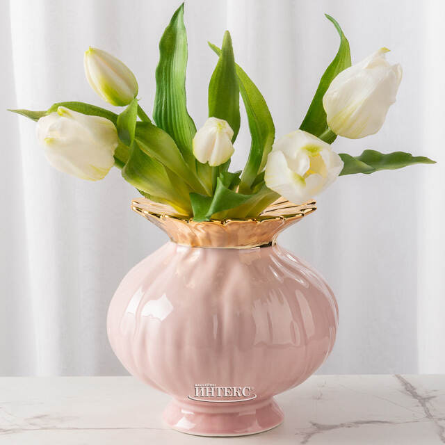 Фарфоровая ваза Мелограно 16 см розовая Kaemingk