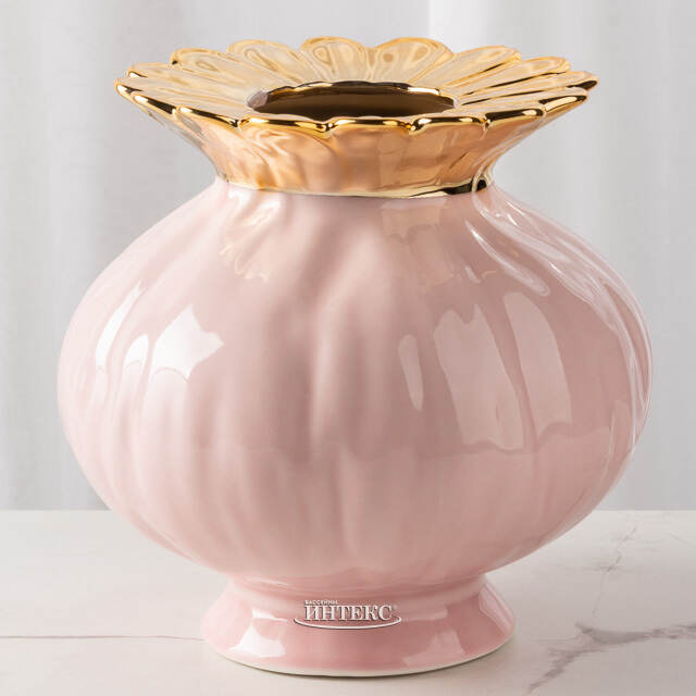 Фарфоровая ваза Мелограно 16 см розовая Kaemingk