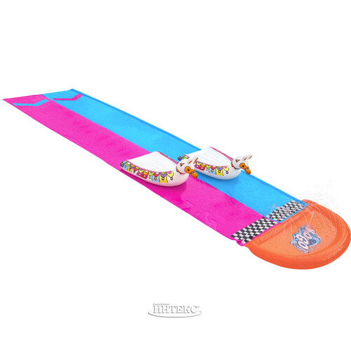 Водная дорожка для скольжения Double Race Slide 488 см с двумя надувными игрушками Bestway