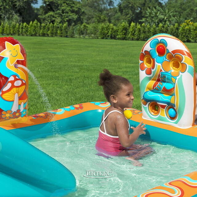 Игровой центр Retro Groove 193*152*74 см, с горкой и фонтаном, клапан Bestway