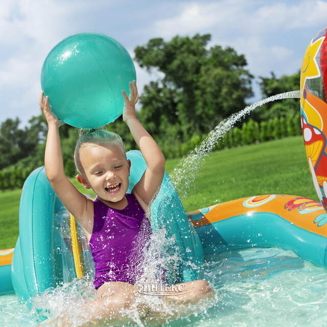 Игровой центр Retro Groove 193*152*74 см, с горкой и фонтаном, клапан Bestway