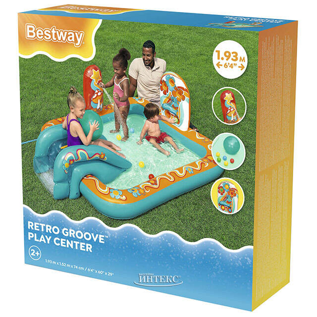 Игровой центр Retro Groove 193*152*74 см, с горкой и фонтаном, клапан Bestway