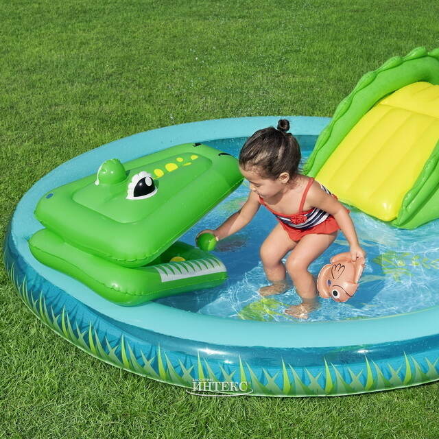 Игровой центр Crocodile Cove 224*181*72 см, с горкой и фонтаном, клапан Bestway