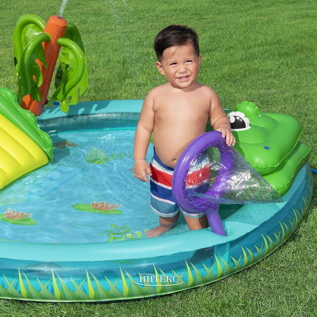 Игровой центр Crocodile Cove 224*181*72 см, с горкой и фонтаном, клапан Bestway