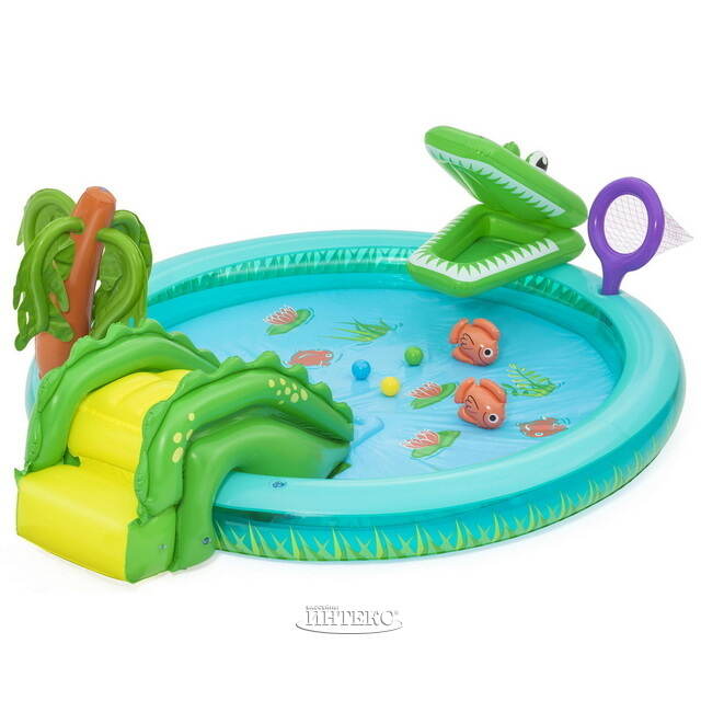 Игровой центр Crocodile Cove 224*181*72 см, с горкой и фонтаном, клапан Bestway